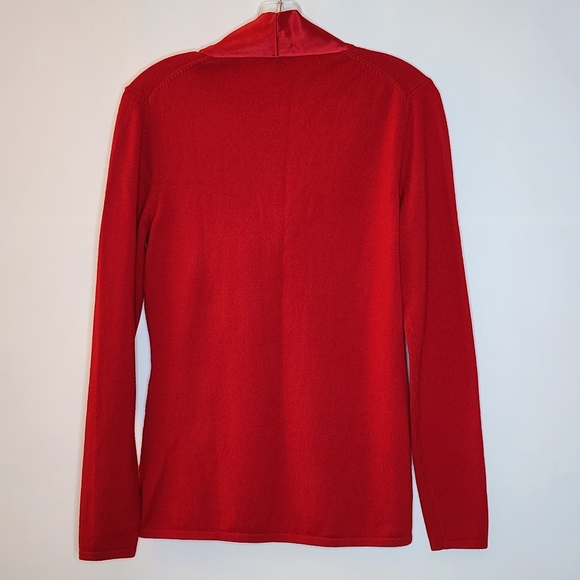 Red wool silk bow sweater size small - J.Peterman - Picture 2 of 5